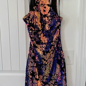 Fashion Nova Vibrant Sequin Backless Dress